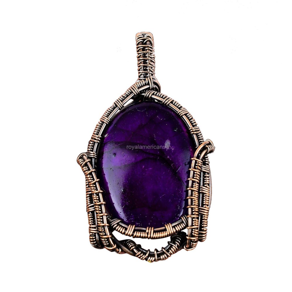 Mother's Day Sale Purple Fire Labradorite Sister Pendant Copper Jewelry-image