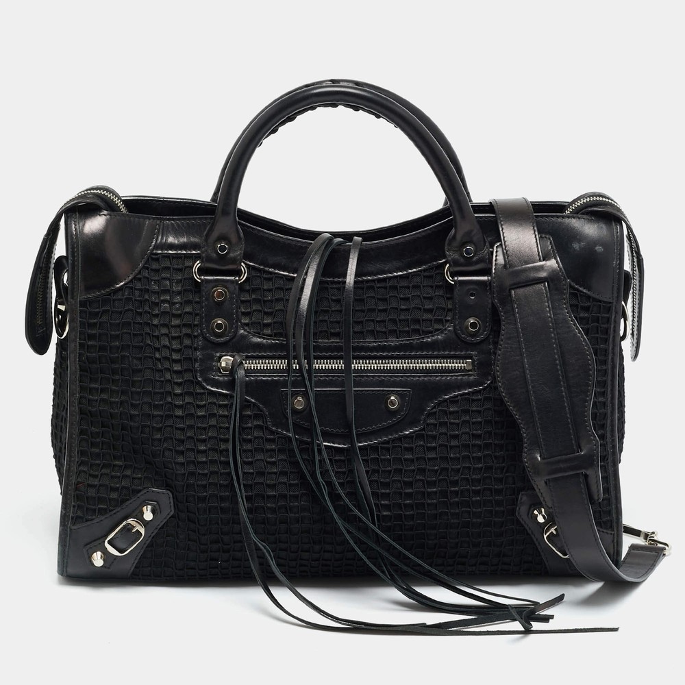Balenciaga RH Classic City Black Leather and Mesh Bag