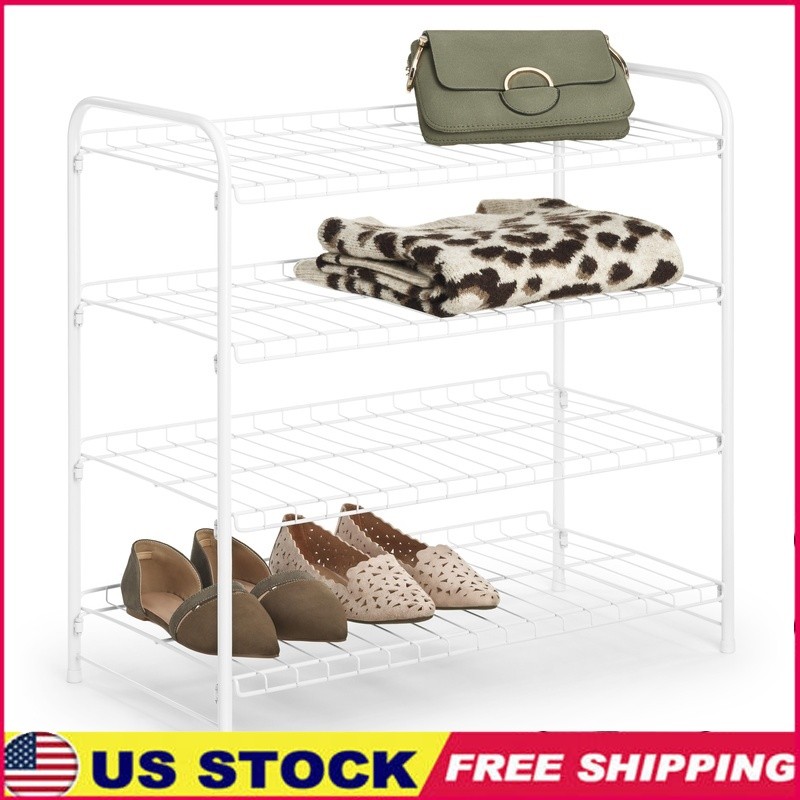 4 Tier Closet Organizer Shelf for Shoes Storage and Home Use