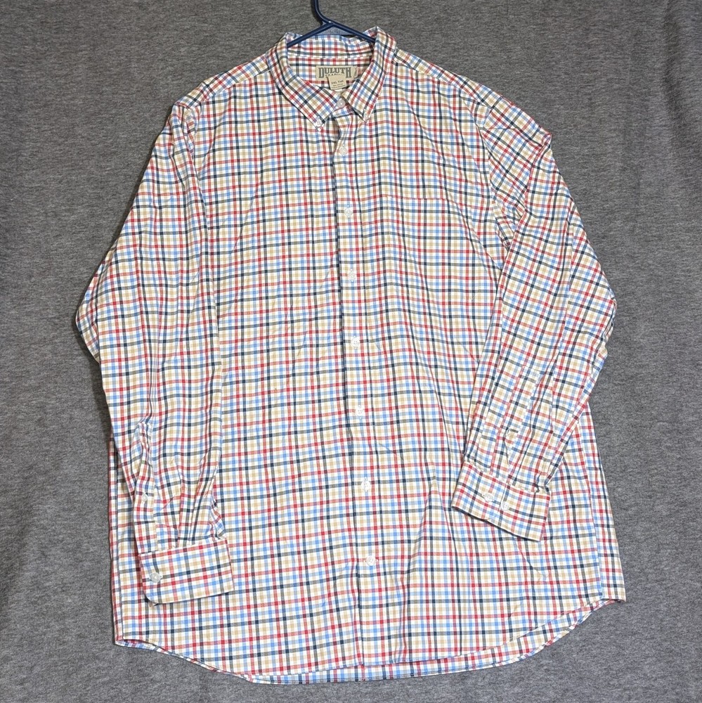 Duluth Trading Shirt Sz 2XL Tall Trim Fit Plaid Grunge Outdoor Gorpcore