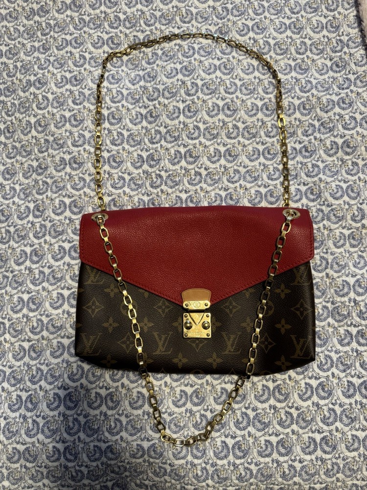 Louis Vuitton Pallas Chain Cerise Monogram Canvas Bag Calfskin