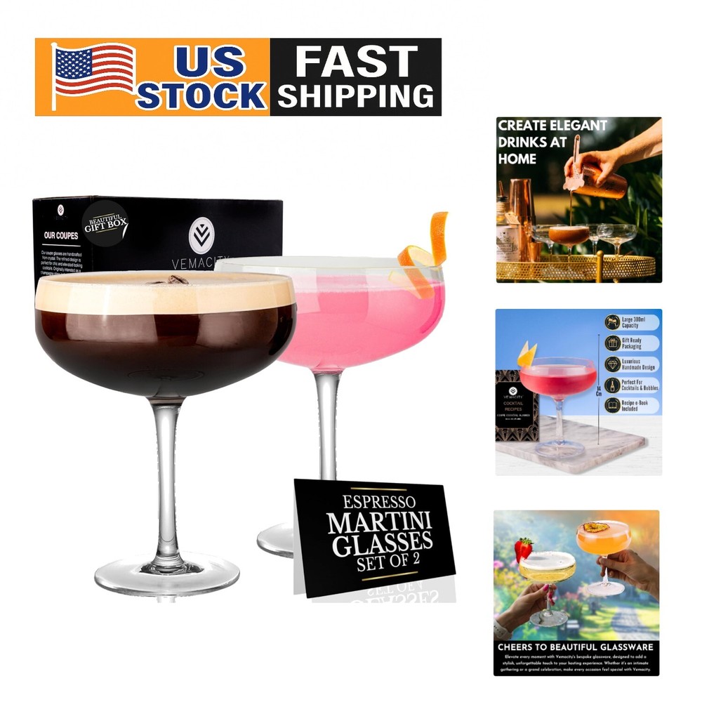 Versatile Cocktail Glass Set of 2 - Elegant Rose Gold Coupe for Gatherings