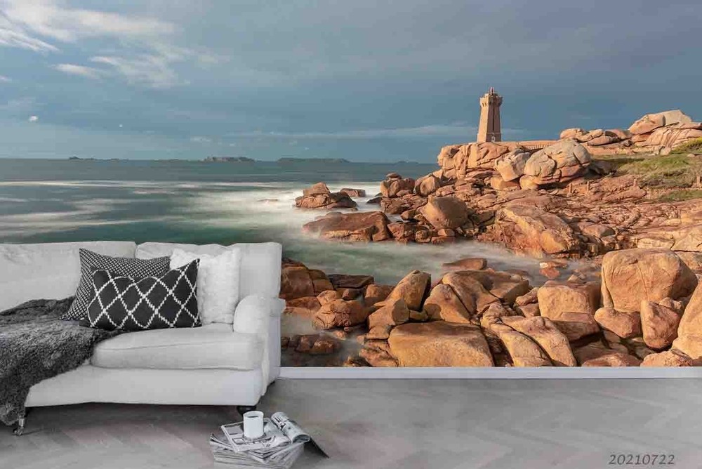 3D Sea Rock Lighthouse Scenery Wall Murals Wallpaper Murals Wall Sticker
