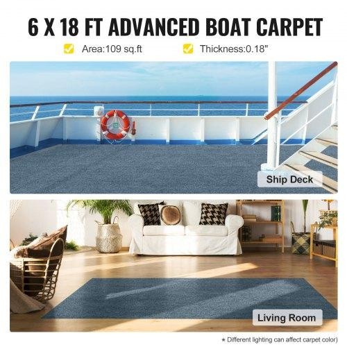 Gray Marine Carpet 6 ft x 18 ft Boat Carpet Rugs Indoor Outdoor Rugs for Patio