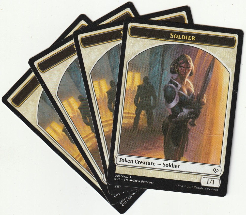 4 MTG Soldier/Spirit Double-Sided Tokens Playset NM/EX E01/EN  