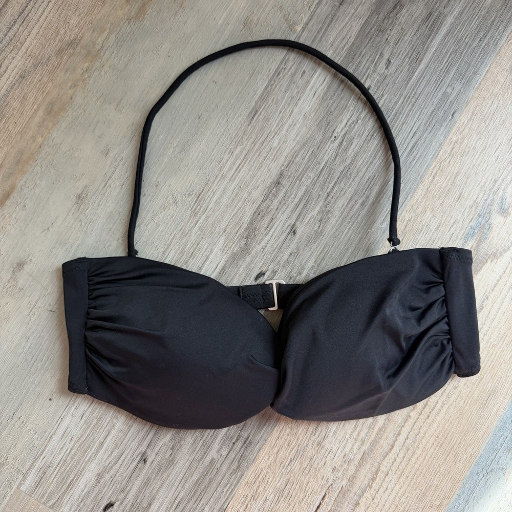 Victoria’s Secret Black Bandeau Bikini Top Womens Medium Strapless Swim Top