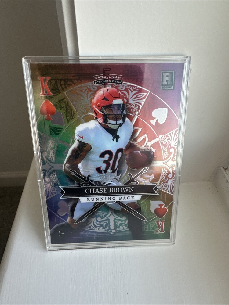 CHASE BROWN 1/1 2023 Wild Card 5-Card Draw Stacked Deck King Of Spades Rainbow