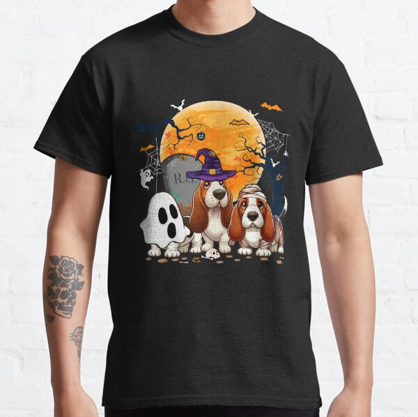 Three Halloween Basset Hounds Cosplay Witch Ghost Mummy For Dog Lovers Funny