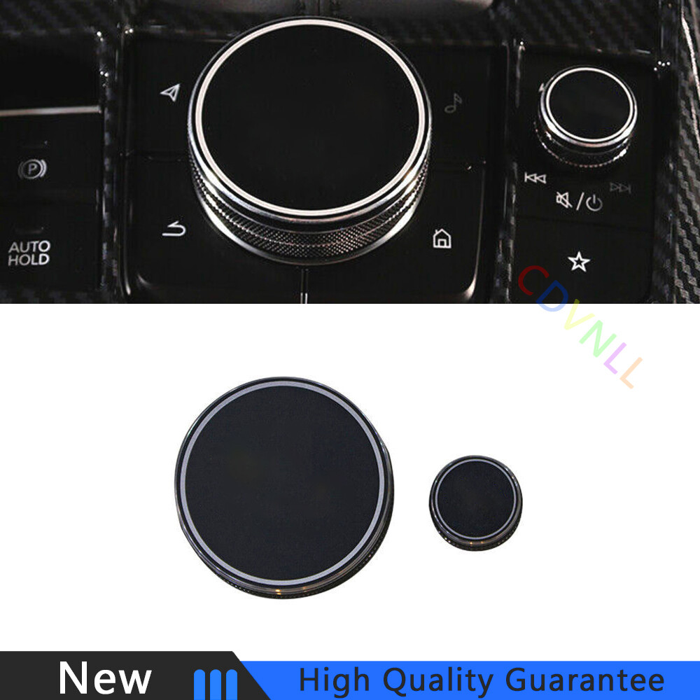 For Mazda CX-30 2020-2022 Black Aluminum Central Console Multimedia Knob Trim 2*