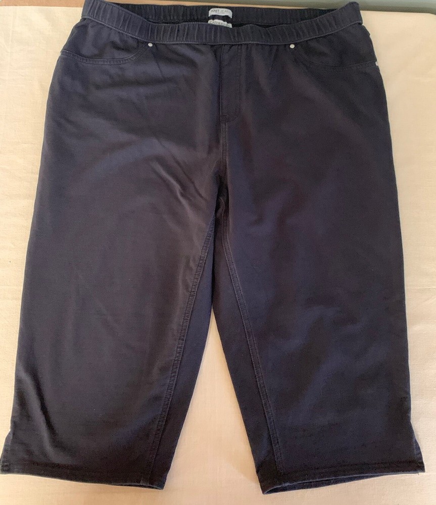 Catherine Black Knit Pull-On Capri Pants for Women 2X Plus Size