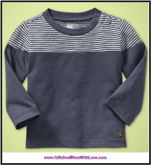 Baby Gap NEW NWT Blue Gray STRIPED PANEL COTTON LS TOP SHIRT 3-6 Months