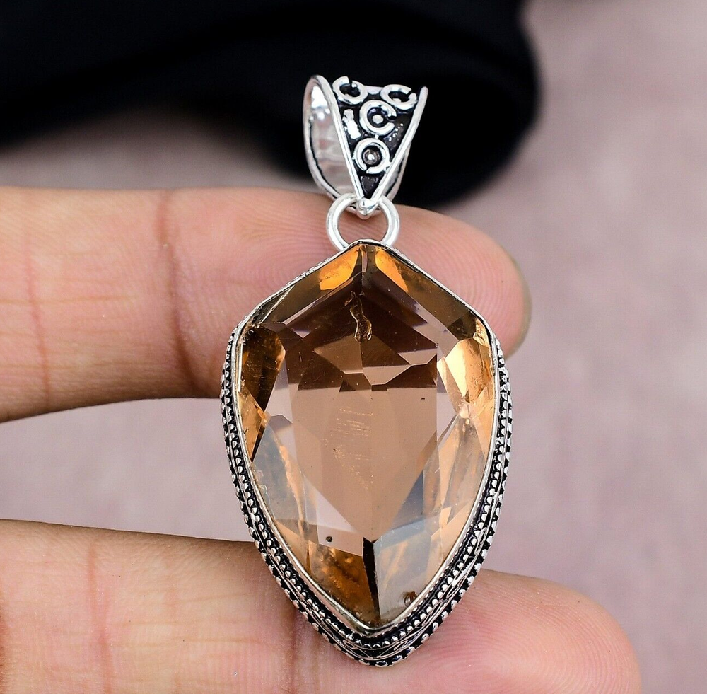 Citrine Gemstone Pendant in 925 Sterling Silver Handmade Jewelry