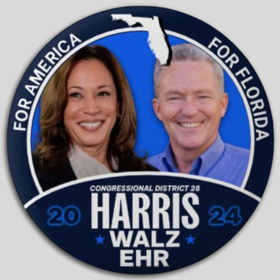 Kamala Harris Phil Ehr Congress Pin Button Jugate Florida Democrat Pres