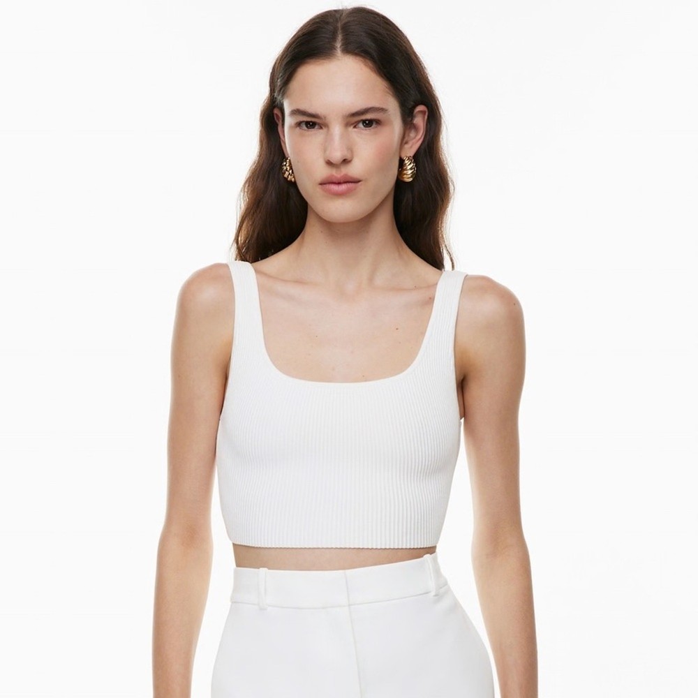 Aritzia Babaton Sculpt Knit Square Neck Cropped Tank - small