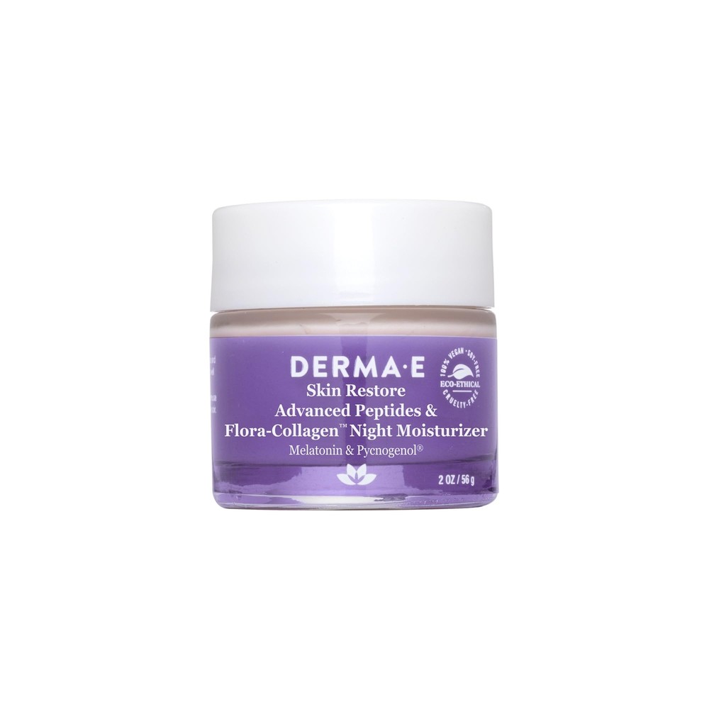 Derma E Peptide Collagen Night Cream 2 Oz Vegan Anti-Aging Moisturizer