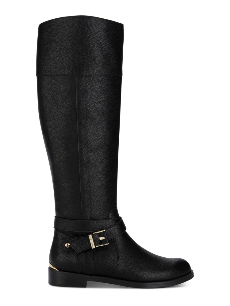 REACTION KENNETH COLE Womens Black Thermoplastic Gold Heel Wind Riding Boot 8 M