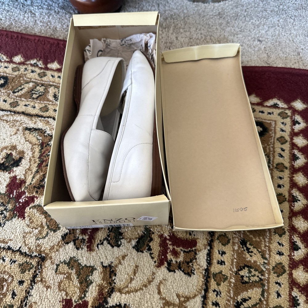 Enzo Angiolini Shoes Womens 8M Liberty Slip On Loafers White Leather Moc Toe