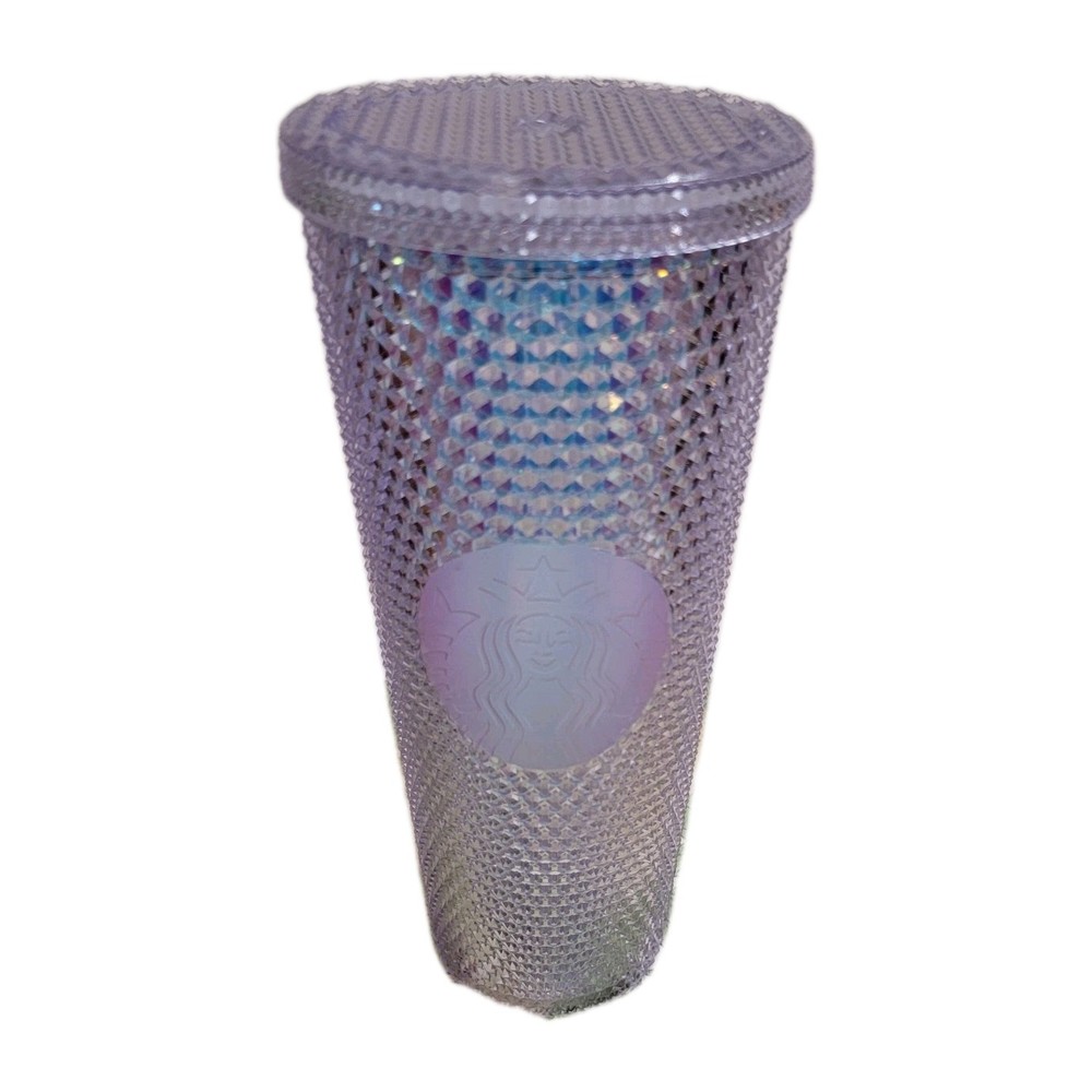 Starbucks 2021 Tumbler Iridescent Crystal Diamond Studded 24oz Cold Cup No Straw