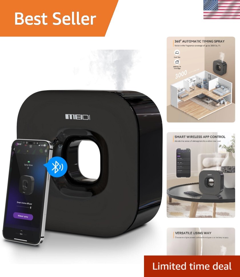 Bluetooth Essential Oil Diffuser for Large Spaces Up to 3000 Sq Ft
