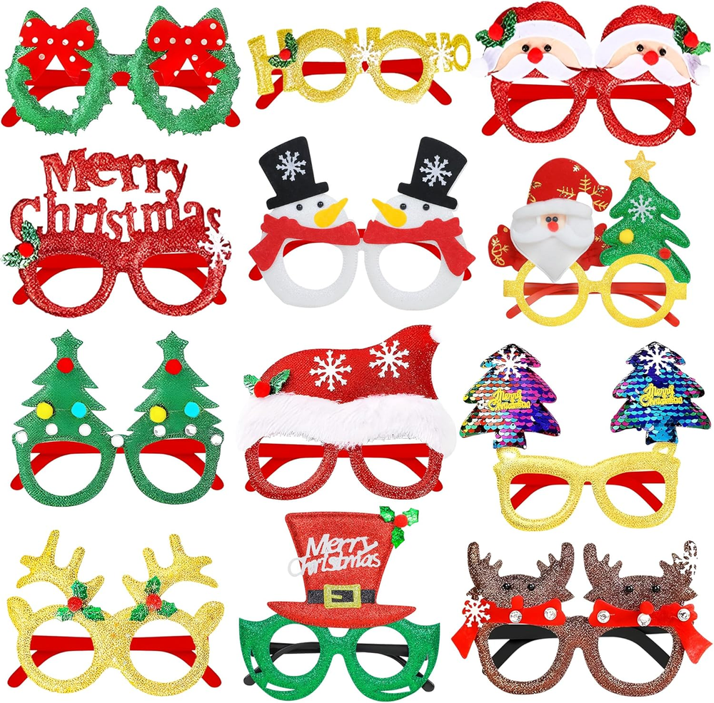 12 Pcs Christmas Glasses, Christmas Party Favors Decorations Stocking Stuffers K