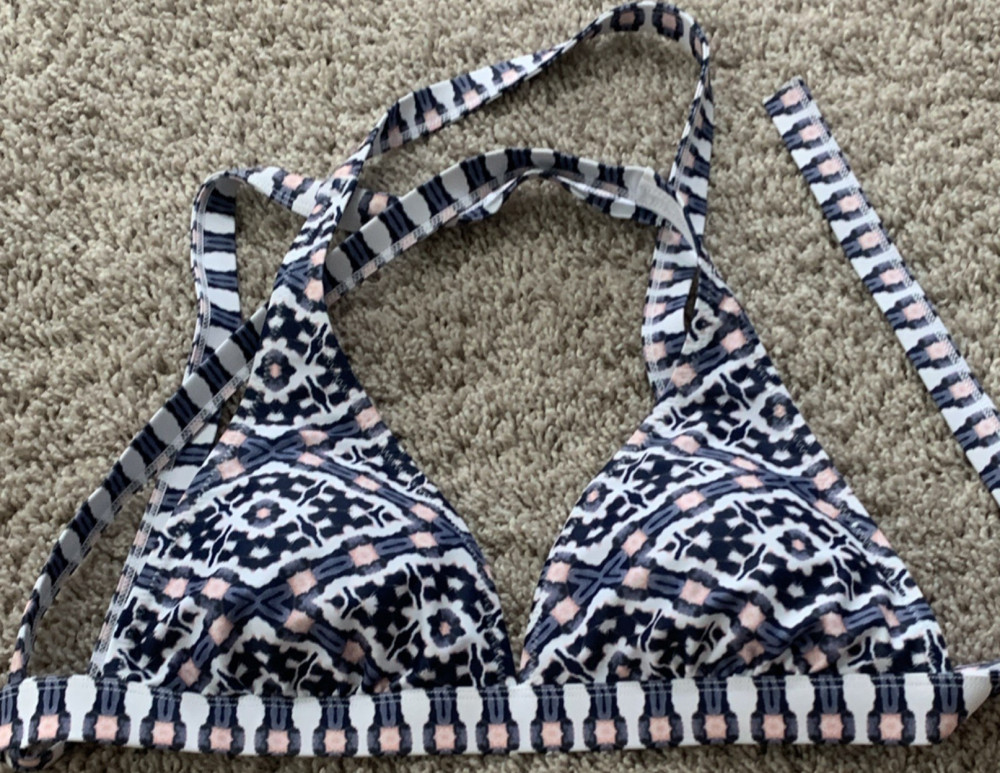 Jessica Simpson Geometric Triangle Halter Bikini Top Multicolor Size M
