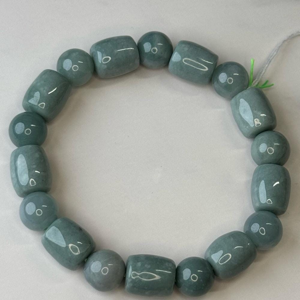 Blue Jade Beaded Stretch Bracelet for Women - Natural Stone Healing Jewelry