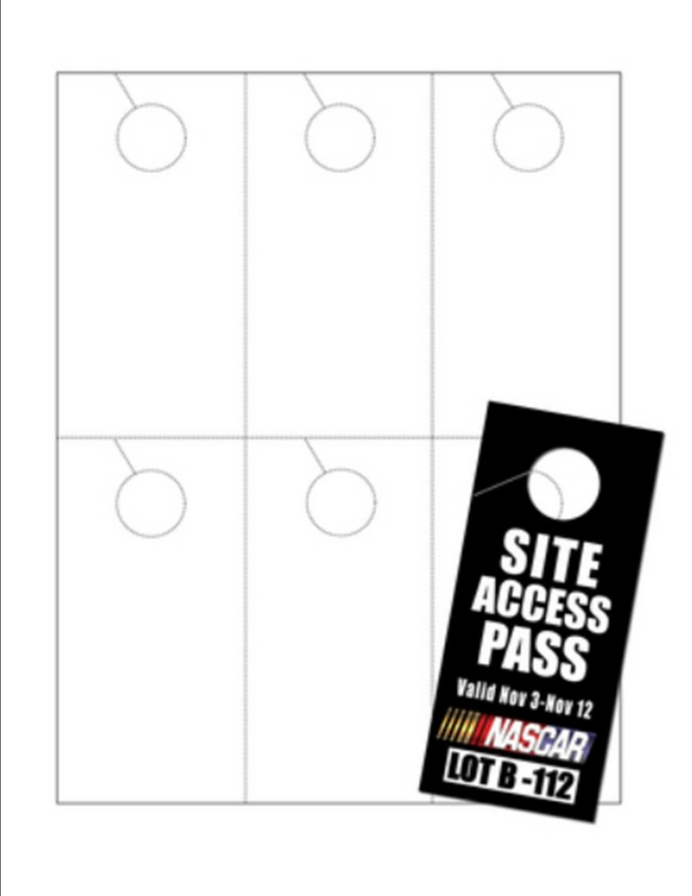 No-Tear Waterproof Blank Door Hangers - 25 Sheets, 6-Up on 10-Mil White Paper 8.25x11