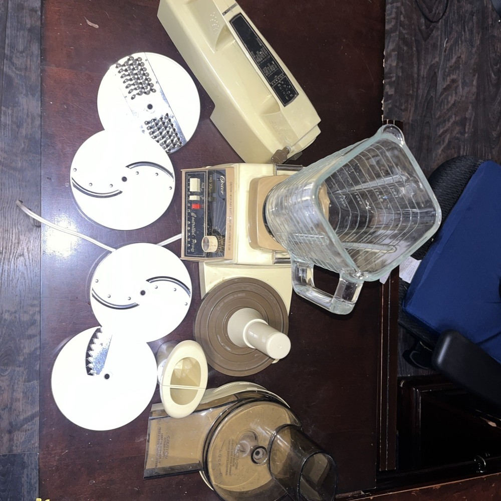 Vintage Oster Kitchen Center with Food Processor Salad Shooter and Attachments  