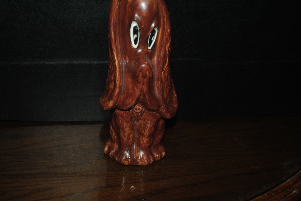 9 inch tall Pottery Basset Hound Vase for Dry Flower Arrangements