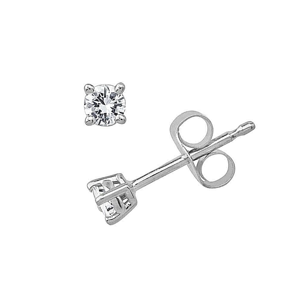 2mm Genuine Diamond Stud Earrings in 14k White Gold