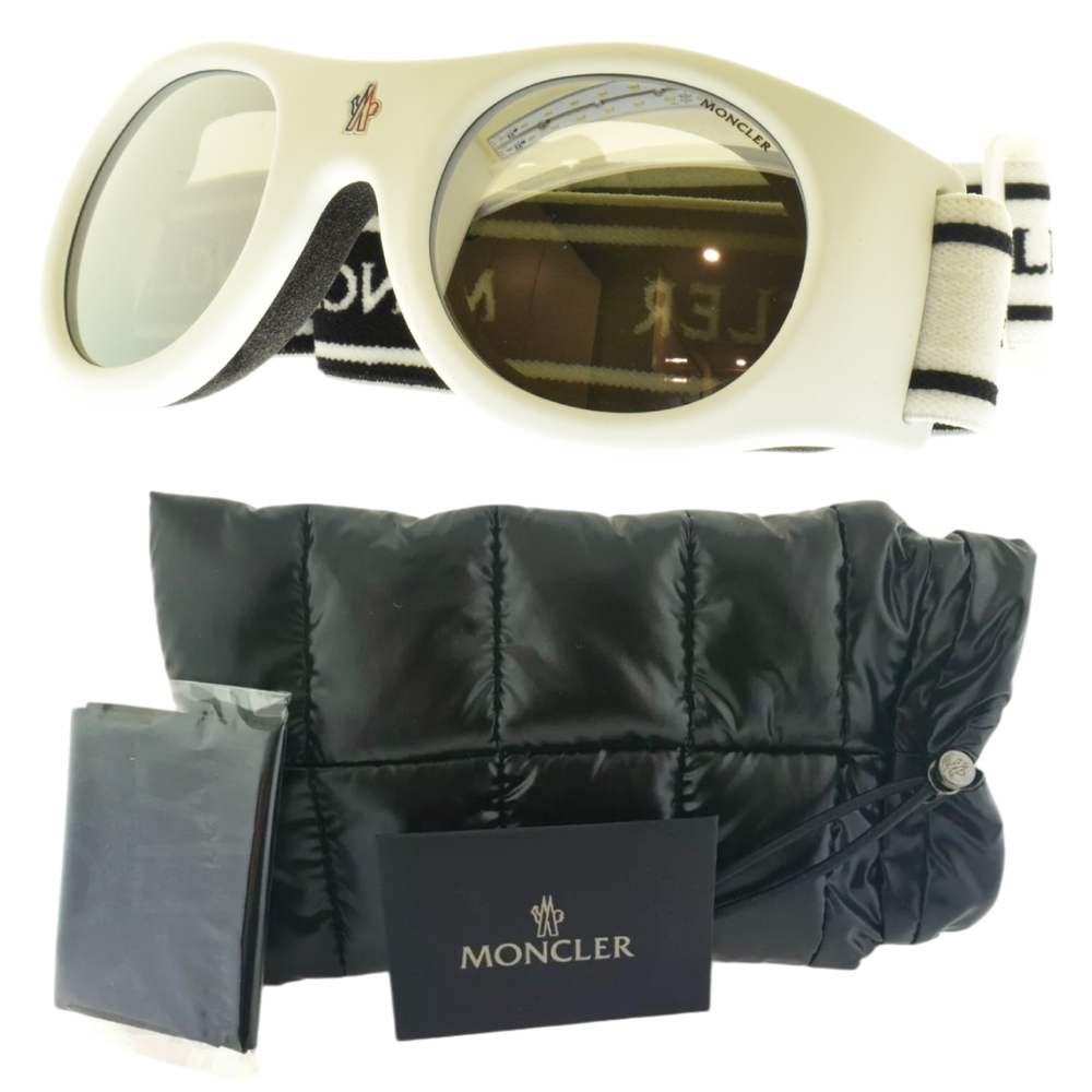 NEW!! MONCLER ML0051 21C White Goggles Full Rim Unisex Sunglasses