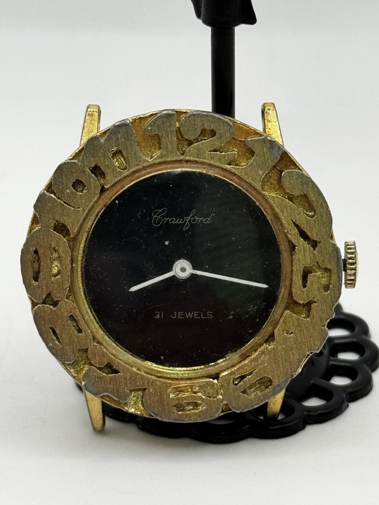 Vintage Crawford 21 Jewels Watch Head Only Untested Working Condition Unknown  