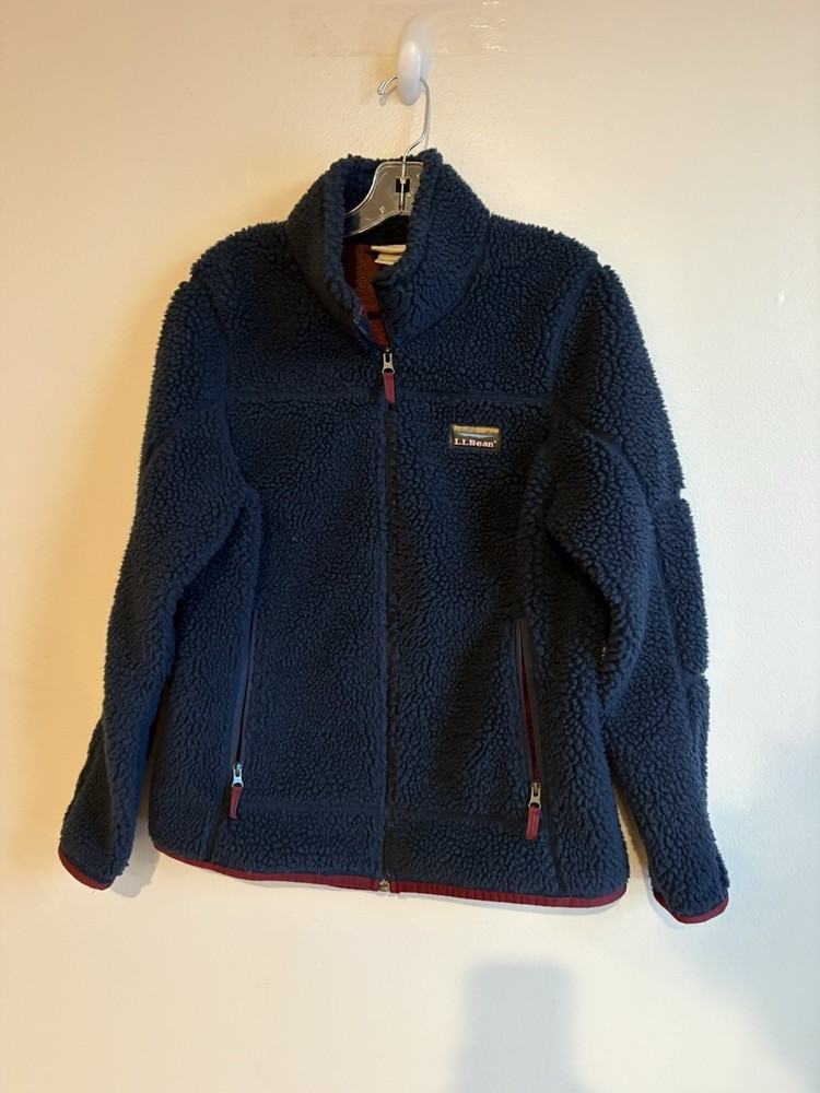 L.L.Bean Sherpa Fleece Jacket – Blue w/ Maroon Trim (Men’s Medium) Full Zip