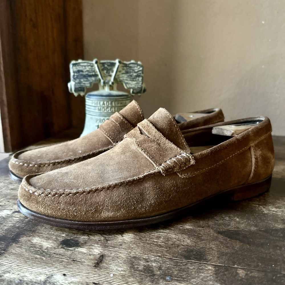 To Boot New York Men's Size 9 Alek Brown Suede Dress Shoes Penny Loafers Italy