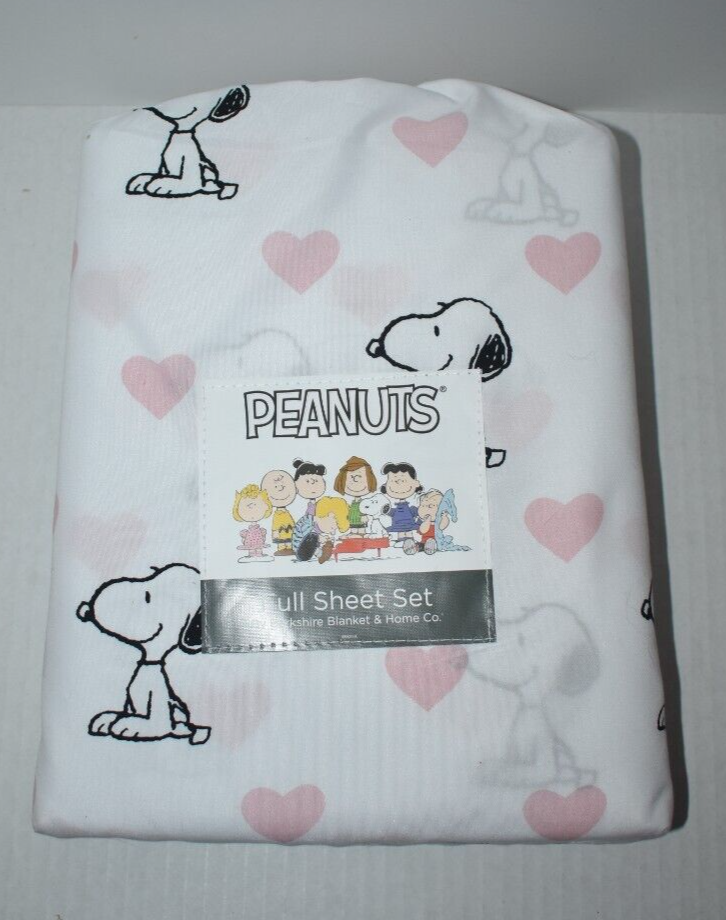 Snoopy Peanuts Pink Hearts Full Size Sheet Set