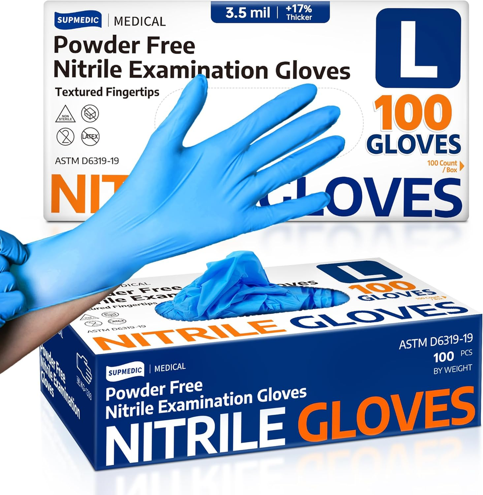 3.5 Mil Nitrile Exam Gloves 100ct Powder-Free Latex-Free Disposable