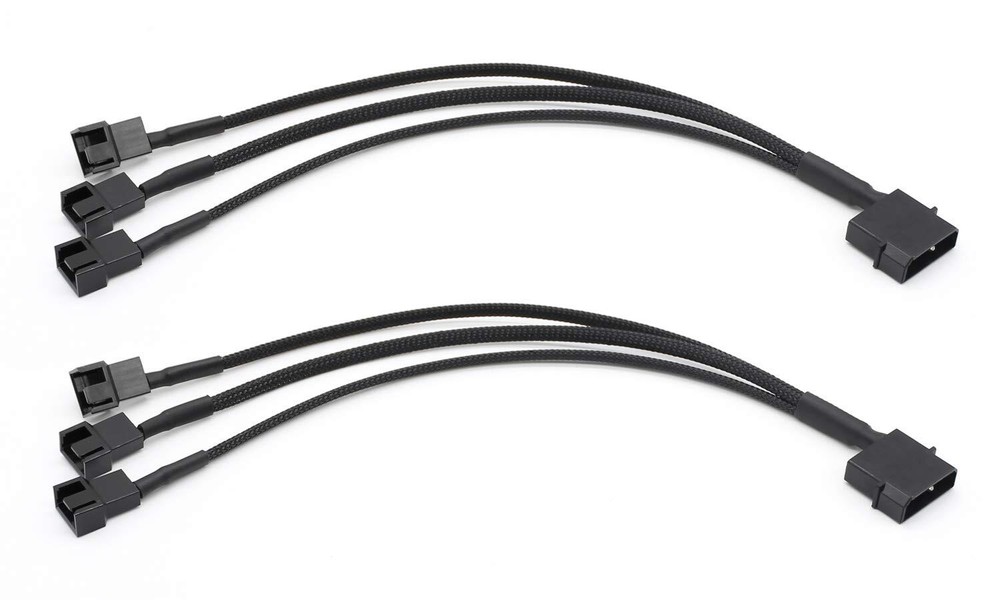 2-Pack Molex to 3/4 Pin PC Case Fan Power Splitter Adapter
