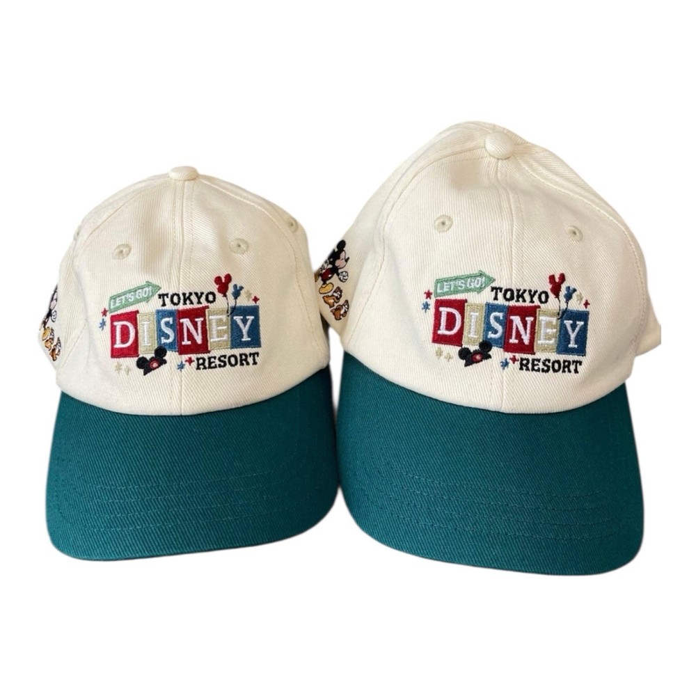 2set Japan Tokyo Disney Resort Let's go! Mickey Mouse Cap Adults Kids Sizes