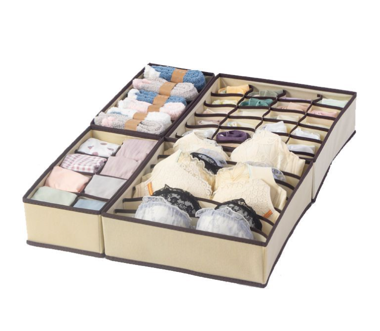 4 Pcs Foldable Closet Dresser Drawer Clothes Underwear Bra Organizer Storage Box