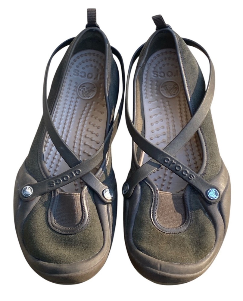 Crocs Celeste Mary Jane Womens Size 10 Criss Cross Straps in Brown