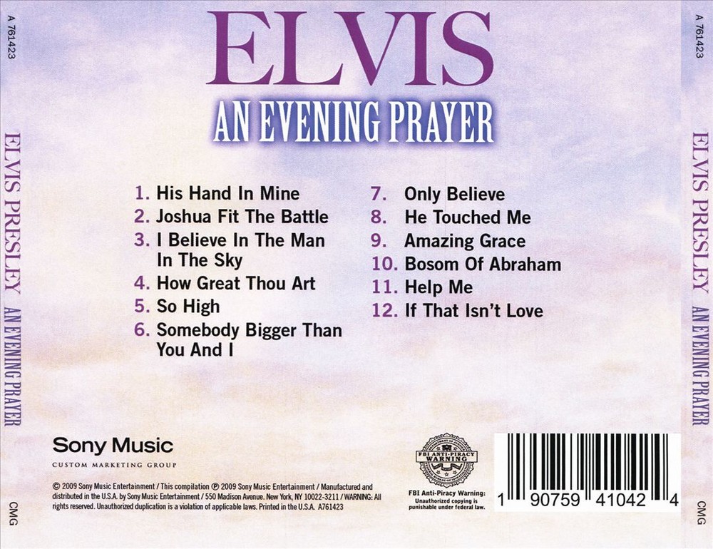 ELVIS PRESLEY EVENING PRAYER NEW CD