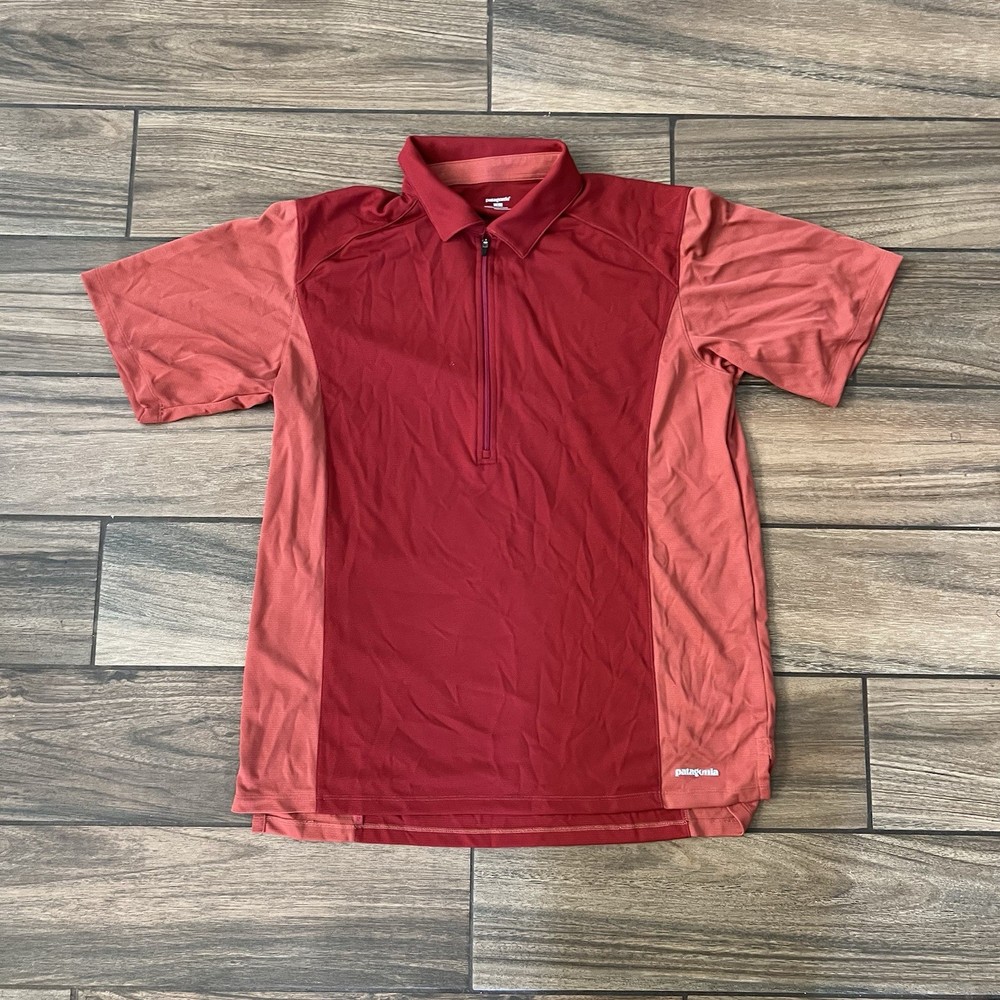 Patagonia Men’s Red Quarter Zip Performance Polo Shirt Size L