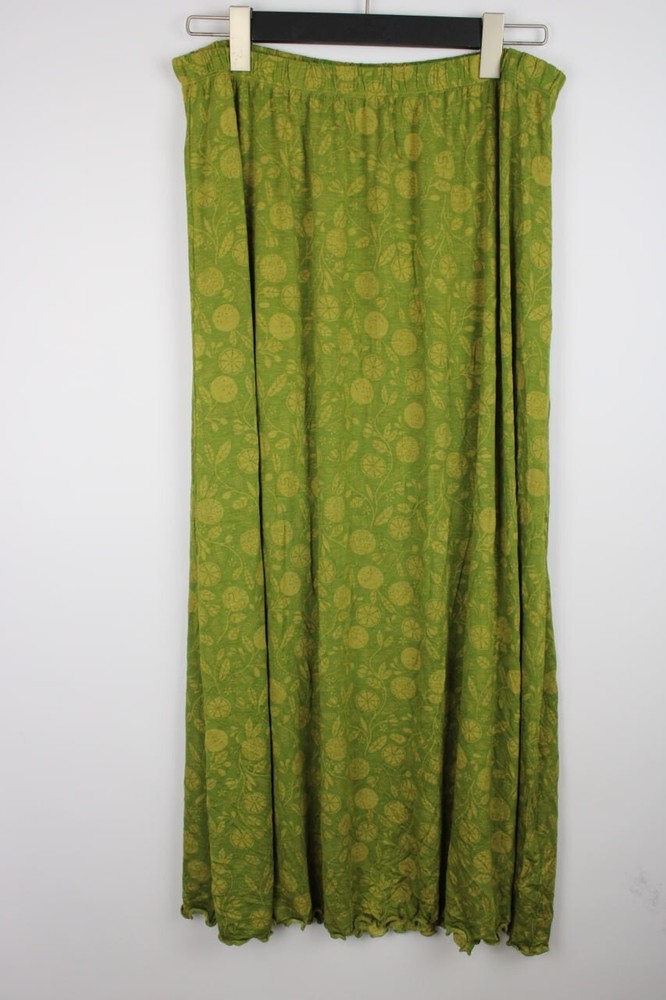 GUDRUN SJODEN Green 'Pomerans' Floral Print Jersey A-Line Maxi Skirt Size L