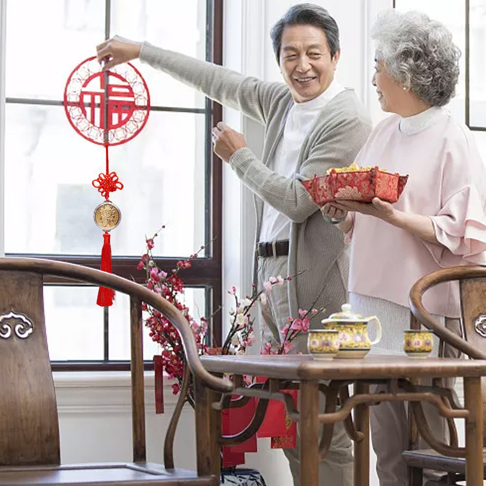 Home Car Talisman Decor Tassel Pendant Festive Golden Dragon Hanging Ornament