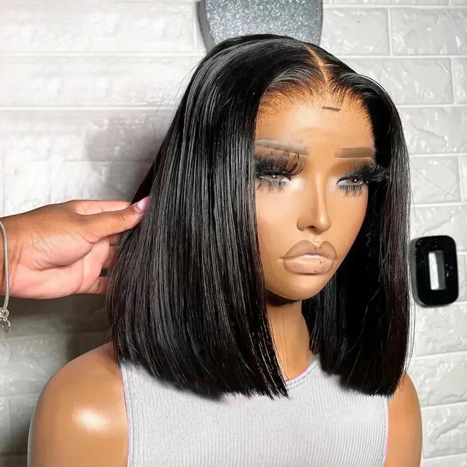 13X6 HD Lace Front Bob Wig Human Hair Preplucked Glueless Closure