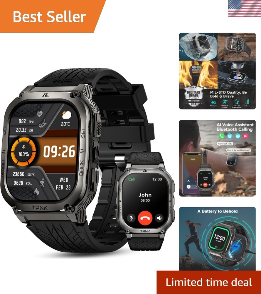 Black Fitness Smart Watch with 170 Modes, 50M Waterproof, 60-Day Battery