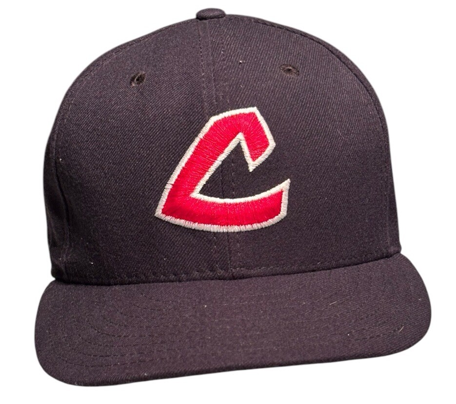 Vintage Cleveland Indians Hat New Era 59Fifty Cooperstown 7 5/8 Blue Made In USA