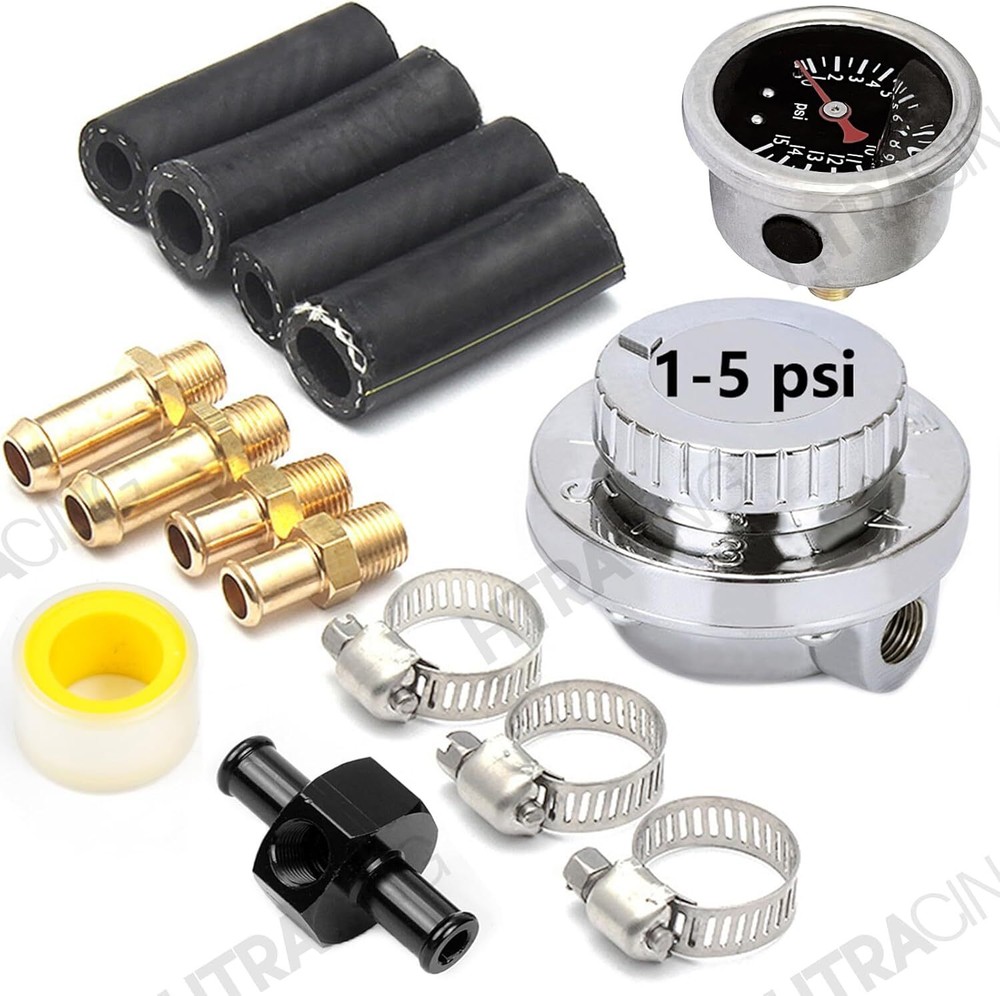 1-5 PSI Adjustable Universal Fuel Pressure Regulator with Gauge