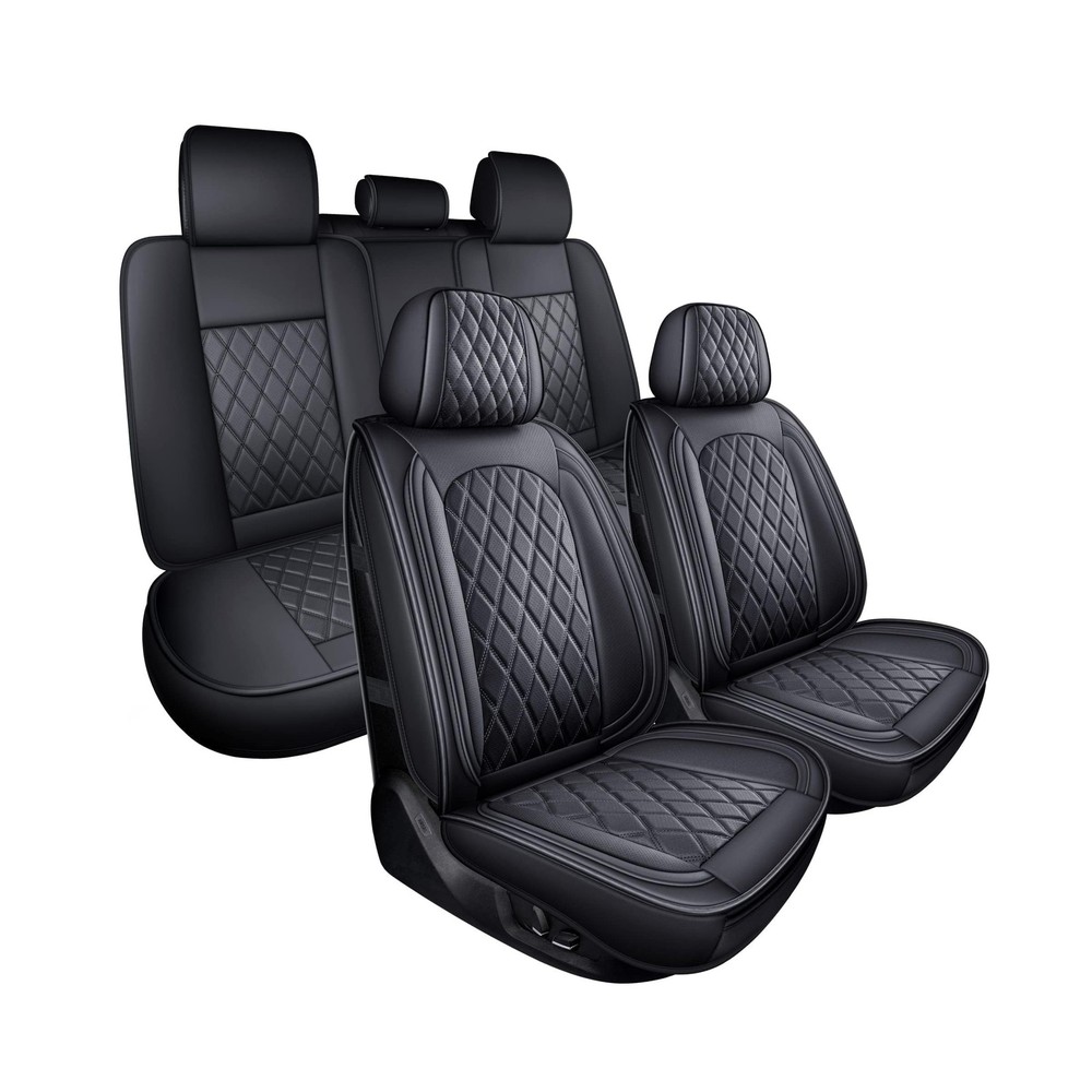 MIROZO Seat Covers Full Set,Car Seat Covers Black Car Seat Protector Waterpro...