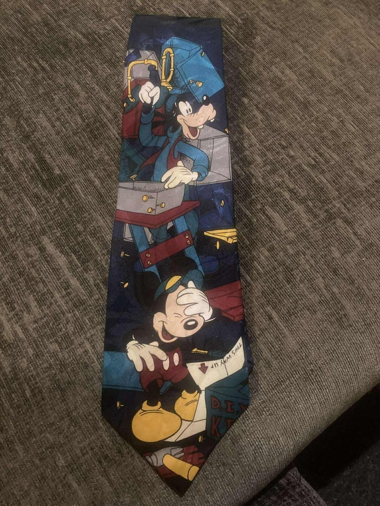Disney Mickey Mouse & Goofy Cartoon Novelty Tie – Vintage Disney Neck Tie